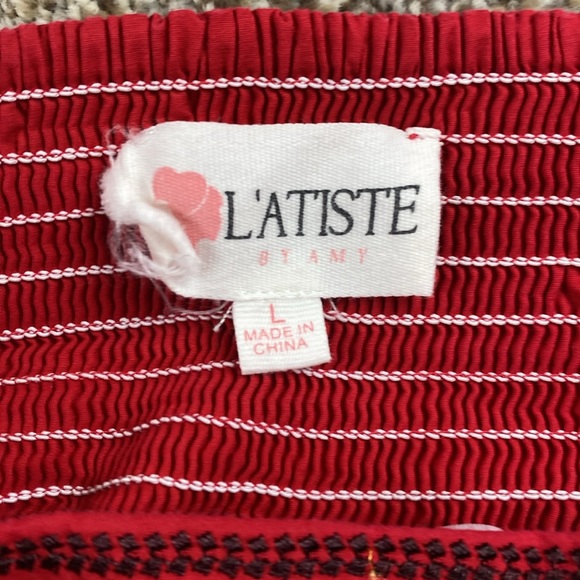 L'atiste Boho Red and White Shorts Size Large - Picture 4 of 4